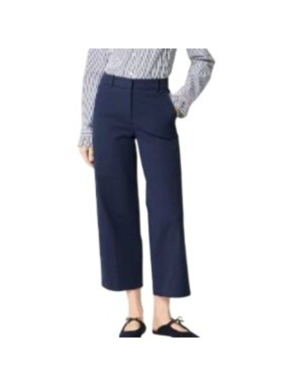 NWT J.Crew Factory Remy Wide-Leg Cropped Pant Sz 8P Navy Ankle High Rise Office